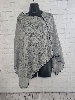 Gray Lace Wrap with Black Trim - Women Accessories